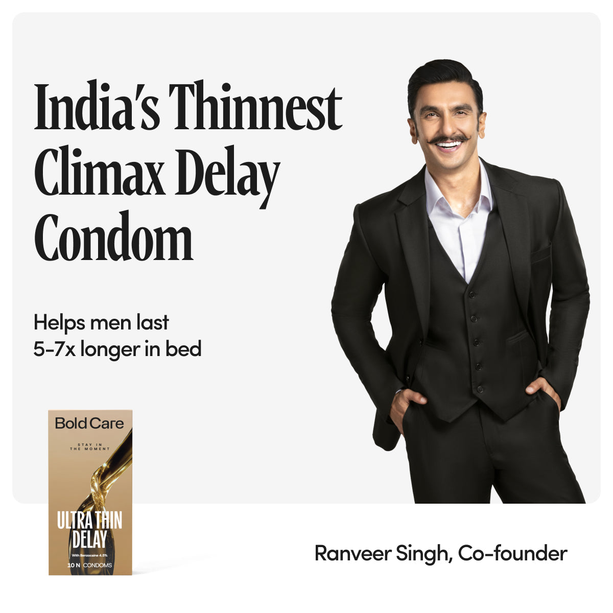 Ultra Thin Delay Condoms - with 4.5% Benzocaine (Pack of 10)
