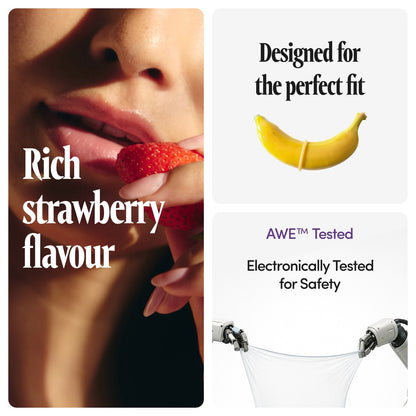 404 by Bold Care Super Ultra Thin Strawberry Flavored Condoms For Men | 60 Microns | 10 Units | Intense Fit with a Barely There Feel | With Disposable Pouches