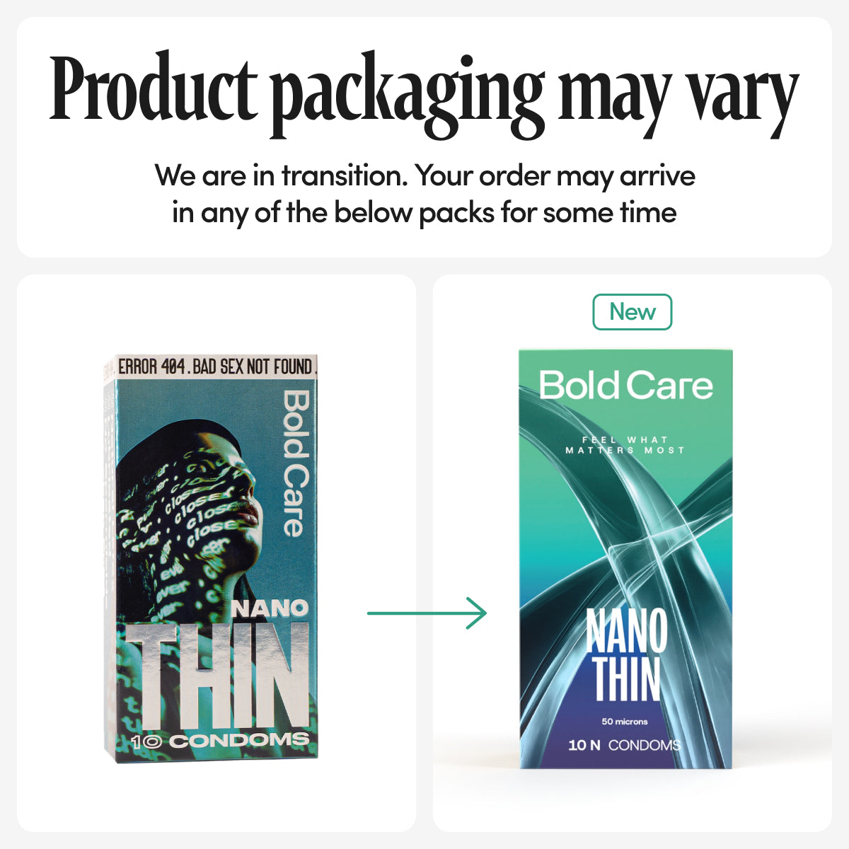 404 by Bold Care Nano Thin Condoms - 50 microns (10 units)