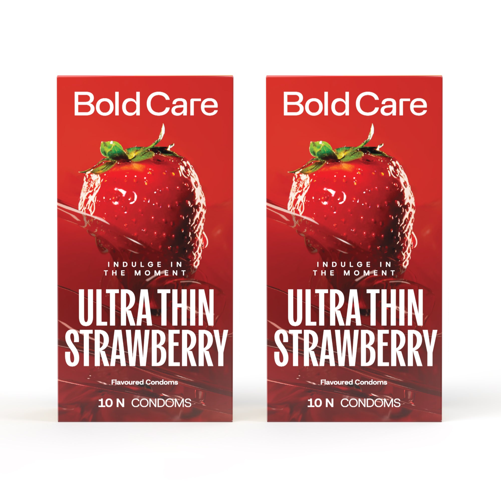 404 by Bold Care Super Ultra Thin Strawberry Flavored Condoms For Men | 60 Microns | 10 Units | Intense Fit with a Barely There Feel | With Disposable Pouches