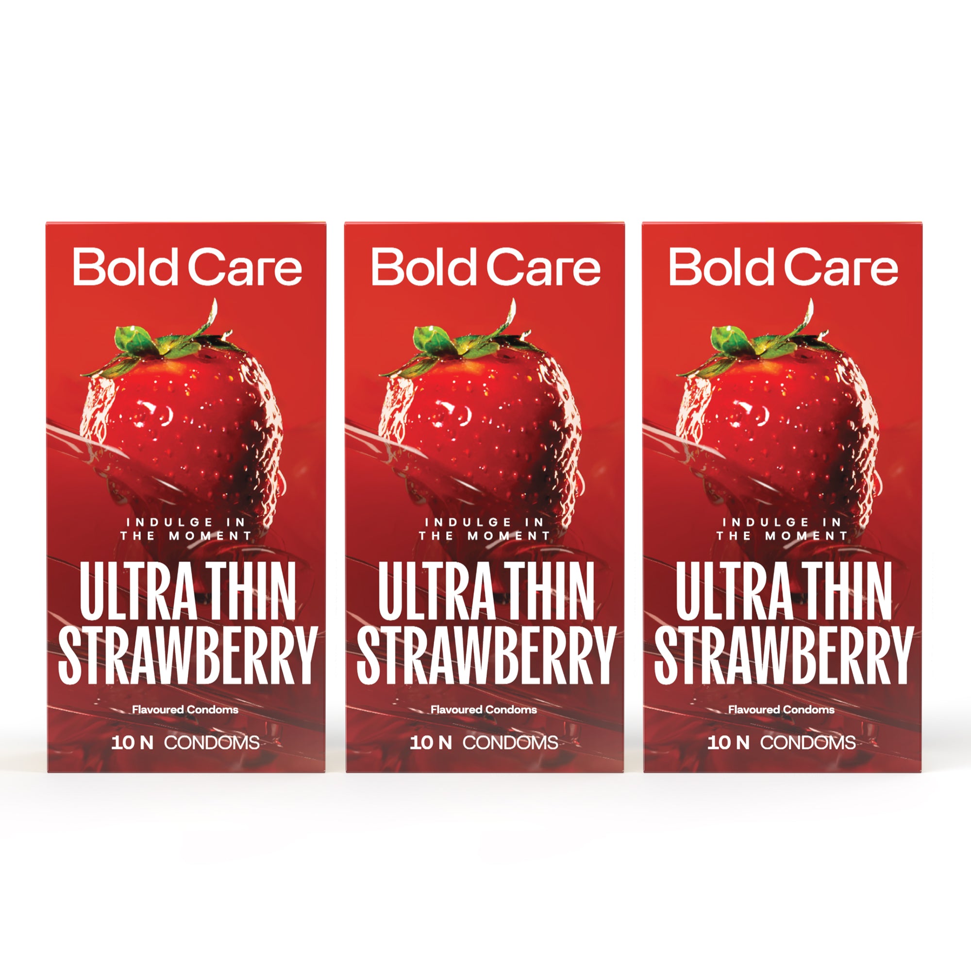 404 by Bold Care Super Ultra Thin Strawberry Flavored Condoms For Men | 60 Microns | 10 Units | Intense Fit with a Barely There Feel | With Disposable Pouches