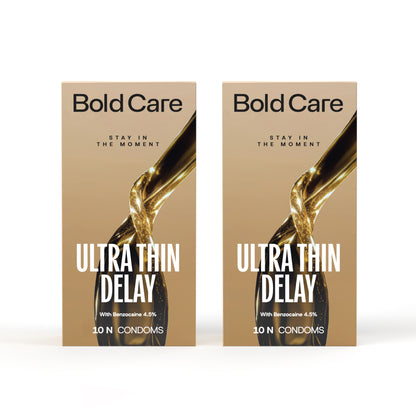 Ultra Thin Delay Condoms - with 4.5% Benzocaine (Pack of 10)